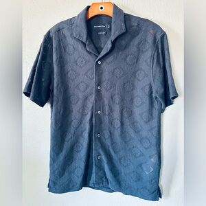 ABERCROMBIE & FITCH Open Knit Oversize Fit Button Up Camp Shirt | Mens Size XS